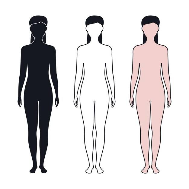 Набросок силуэта векторной иллюстрации женского тела