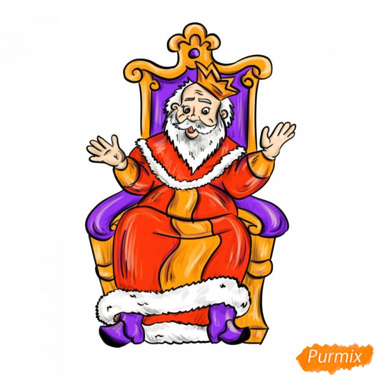 Как нарисовать Царя из сказки Царевна-лягушка поэтапно