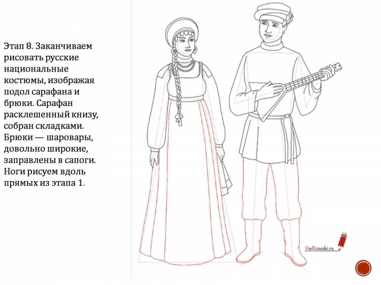 Русский национальный костюм рисунок карандашом