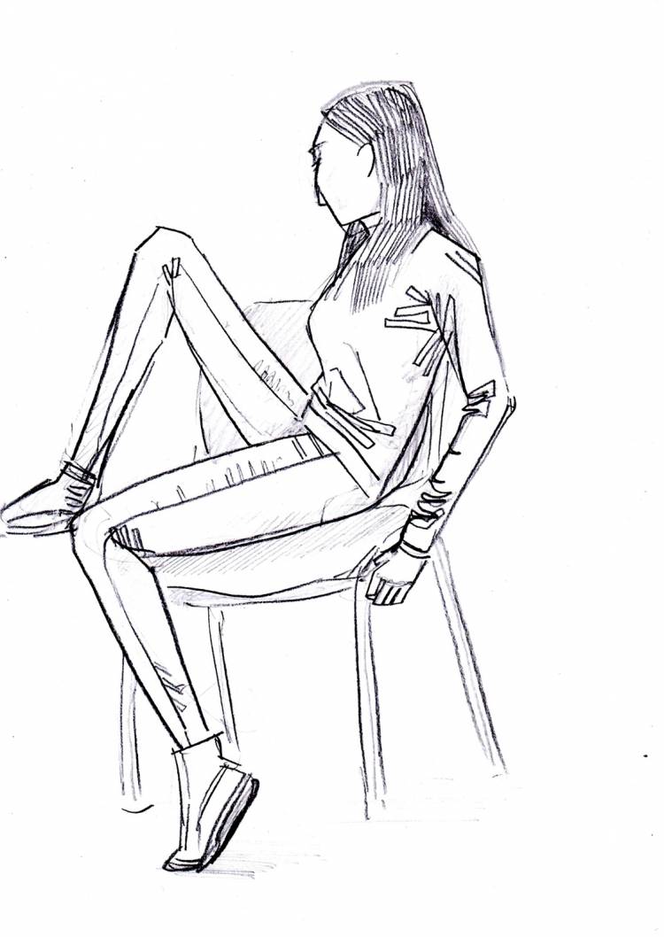 Поэтапное рисование сидящего человека