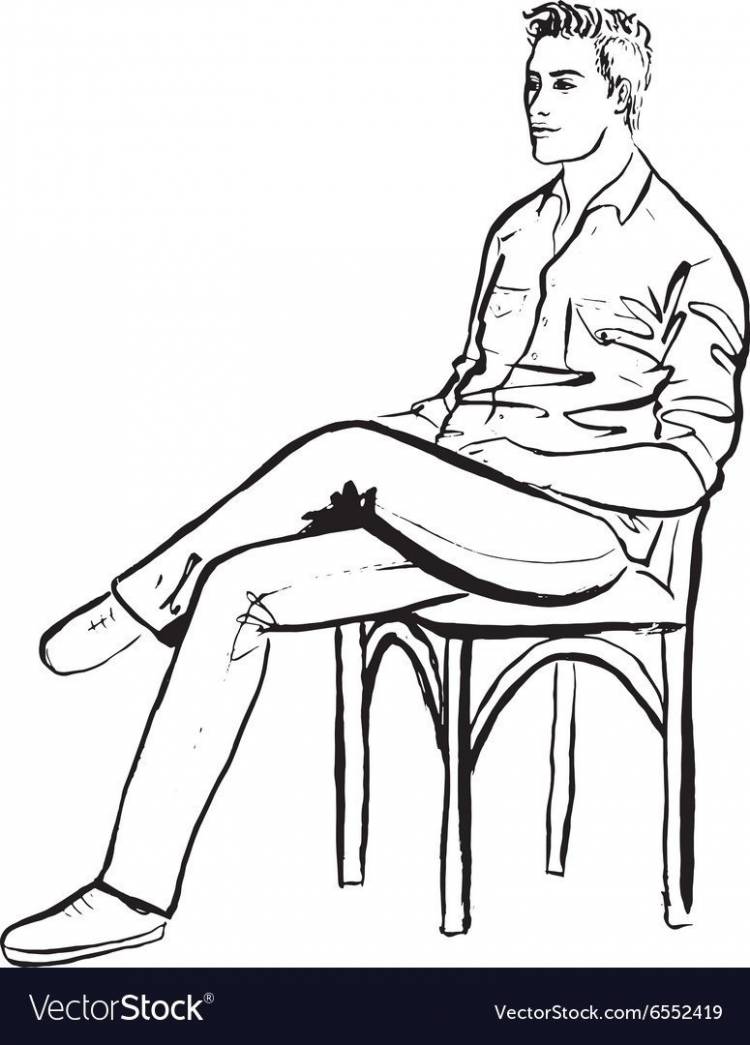 Человек на стуле боком рисунок