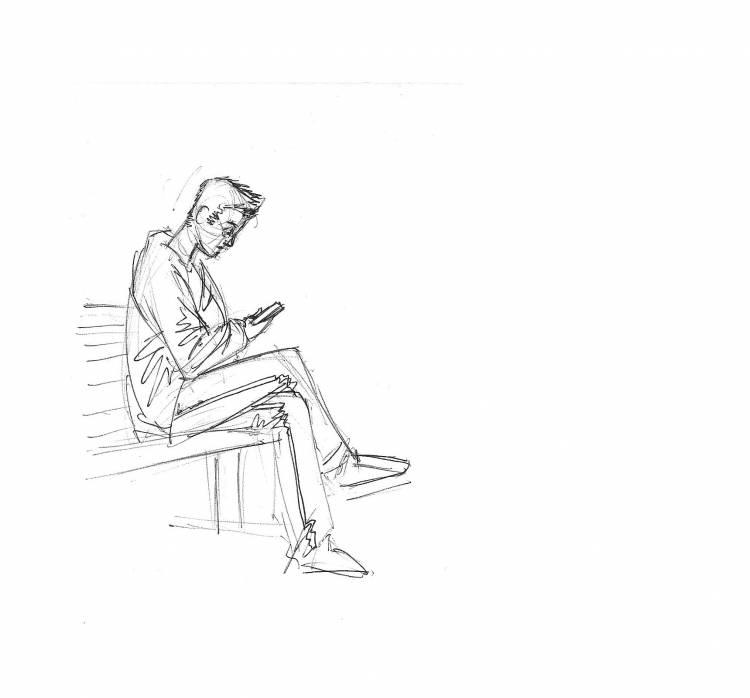 Человек сидящий на стуле рисунок карандашом