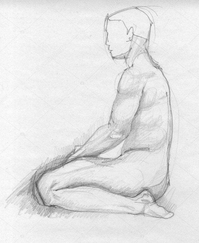 Рисунки карандашом сидящий человек 