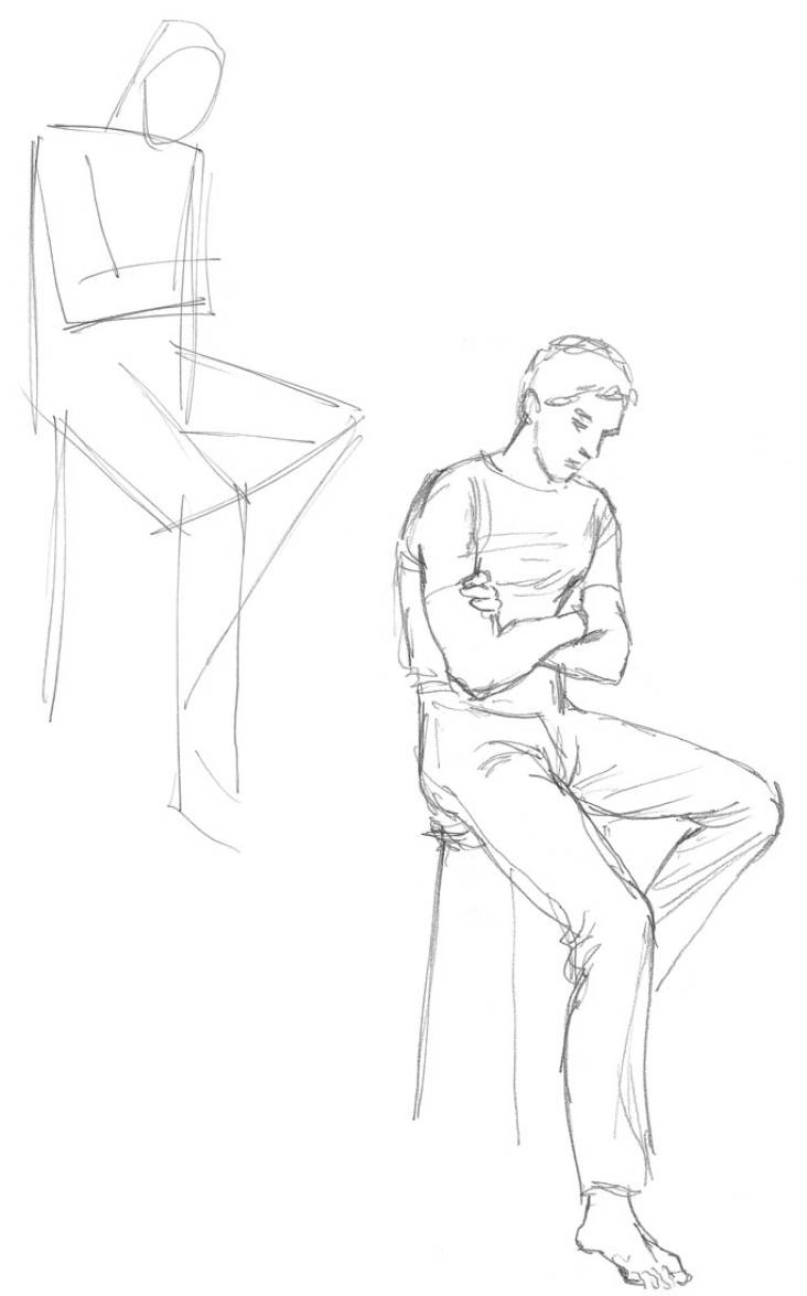 Сидящий человек рисунок поэтапно