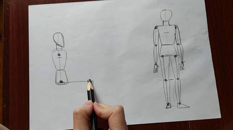 Принцип рисования сидящей фигуры человека