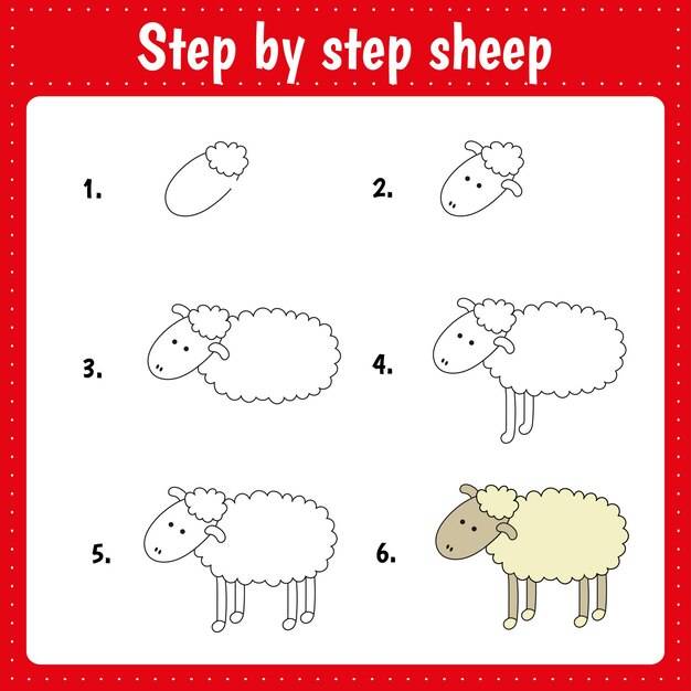 Урок рисования для детей как нарисовать овцу урок рисования поэтапно повторяет рисунок