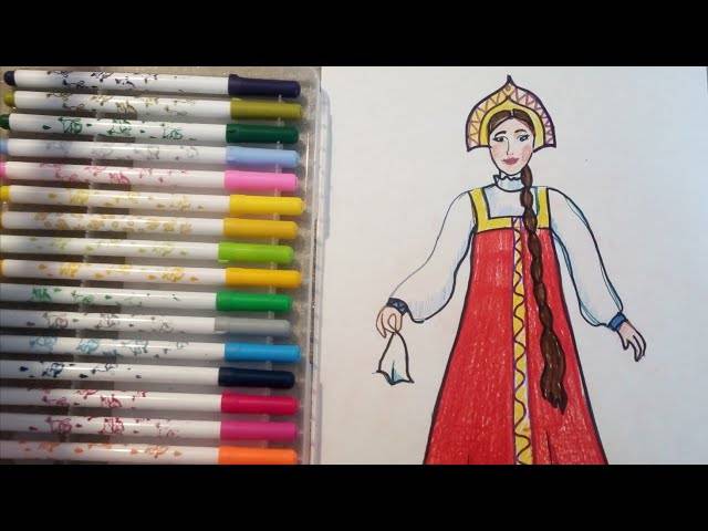 Как нарисовать девушку в традиционном русском костюме