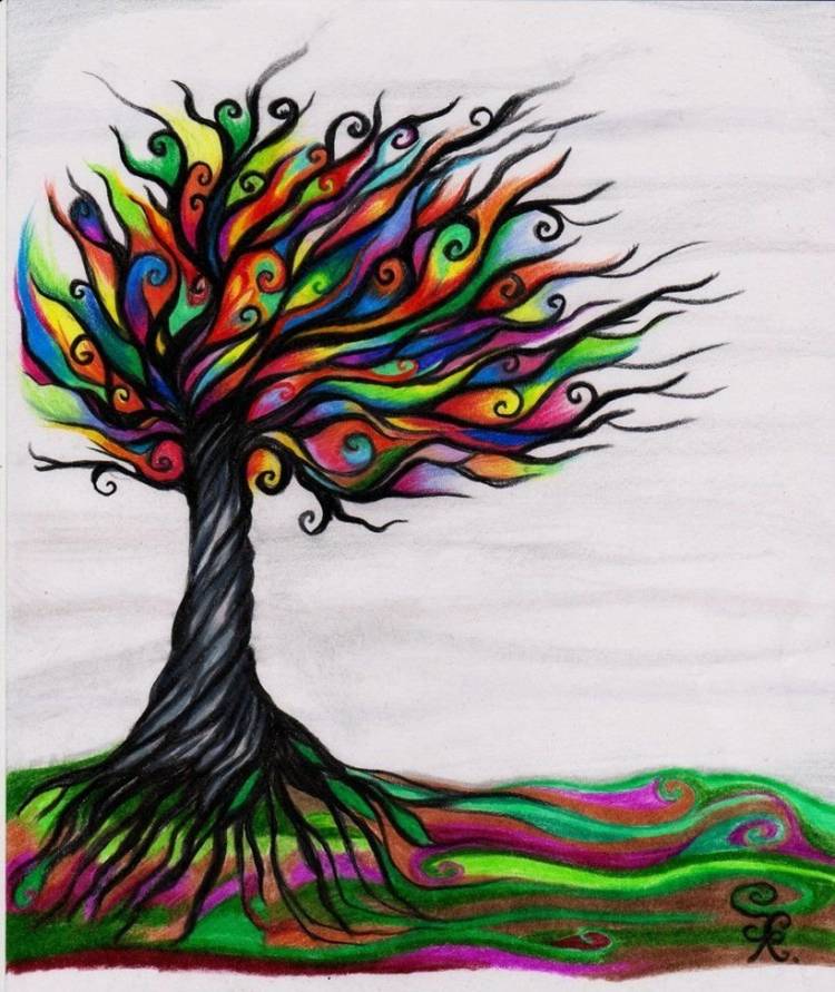 Дерево жизни рисунок красками