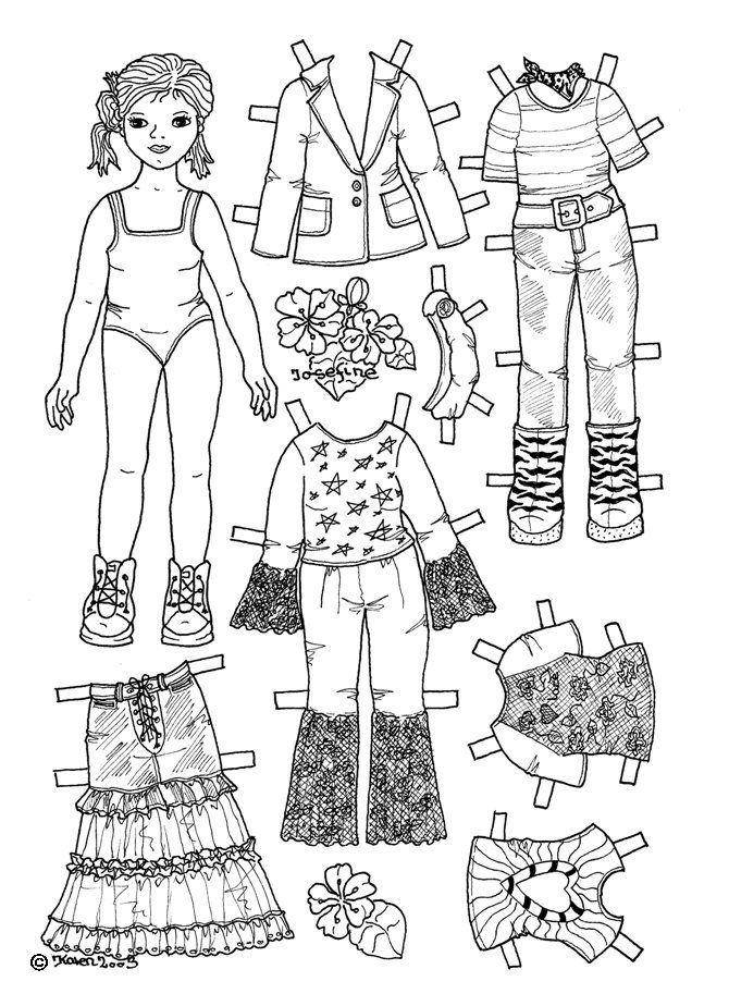 Раскраски куклы с одеждой для вырезания для девочек распечатать