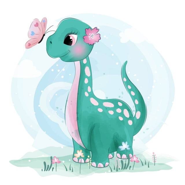 милый маленький динозавр с бабочкой PNG , клипарт динозавра, акварель, день рождения PNG картинки и пнг рисунок для бесплатной загрузки