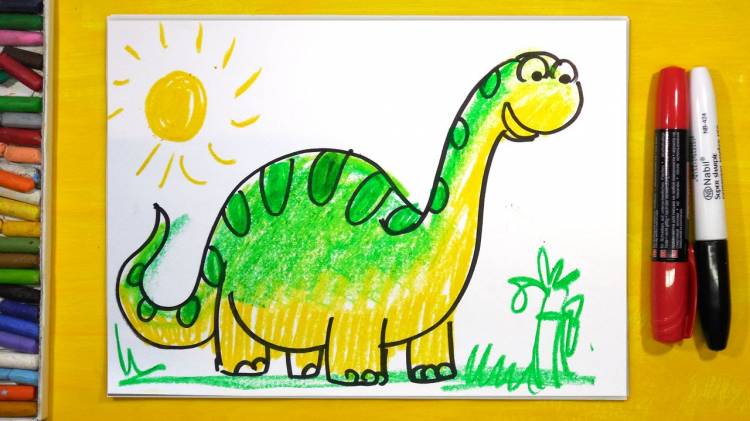 Как нарисовать Динозавра (БРОНТОЗАВР)