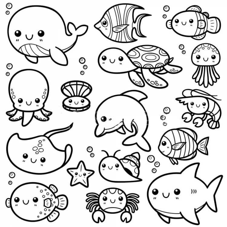 Морские животные рисунки для срисовки