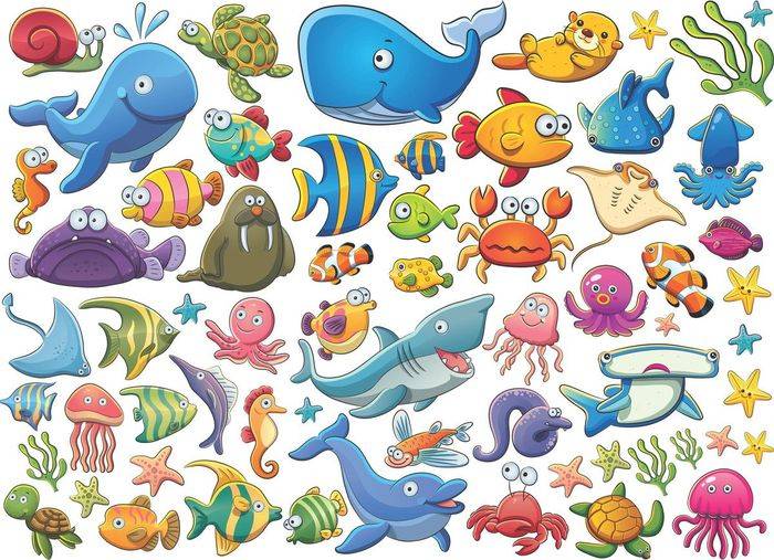 Морские животные картинки с названиями для детей
