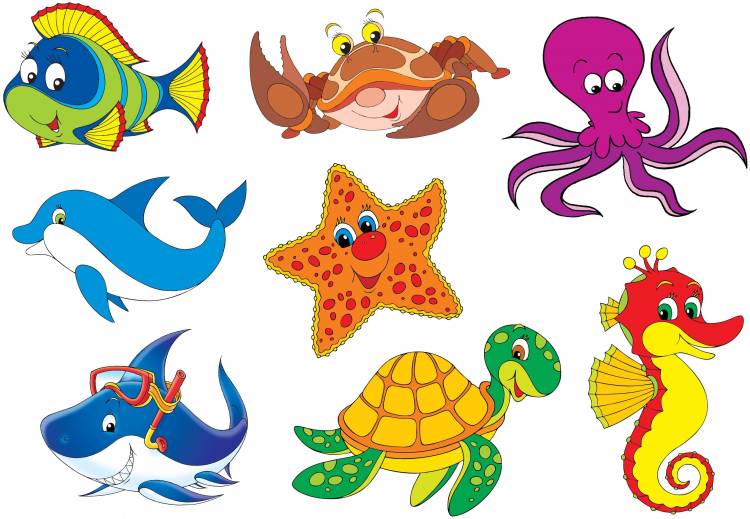 Рисунки рыб и морских животных для детей 