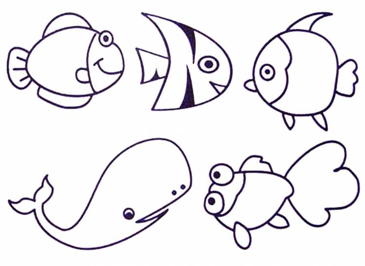 Морские животные легкие рисунки 
