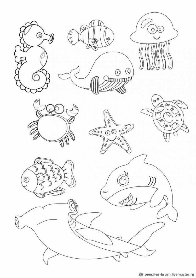 Раскраска морские животные в интернет