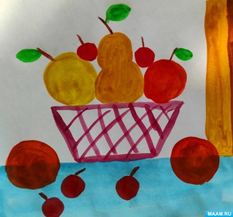 Мастер-класс по рисованию для детей дошкольного возраста «Натюрморт с овощами и фруктами» 