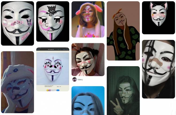 Как раскрасить маску анонимуса для Тик Тока