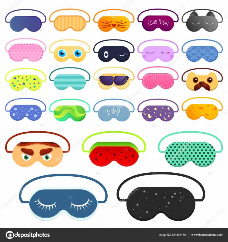 Sleeping mask icons set, cartoon style Stock Vector by ©Nsit0