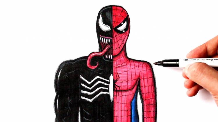 How to draw Spiderman and Venom