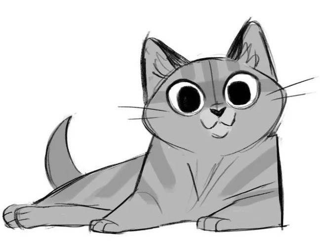 Картинки мультяшных котиков для срисовки 