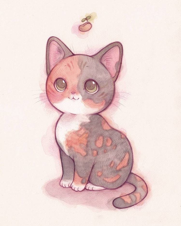 Рисунки для срисовки милые котята