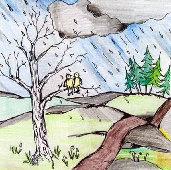 Картинки к стихотворению весенний дождь 