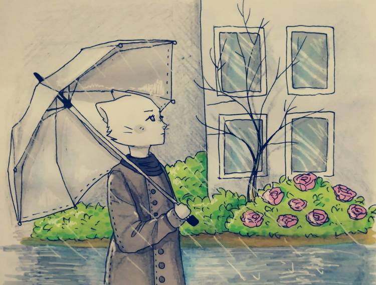 Весенний дождь фет рисунок