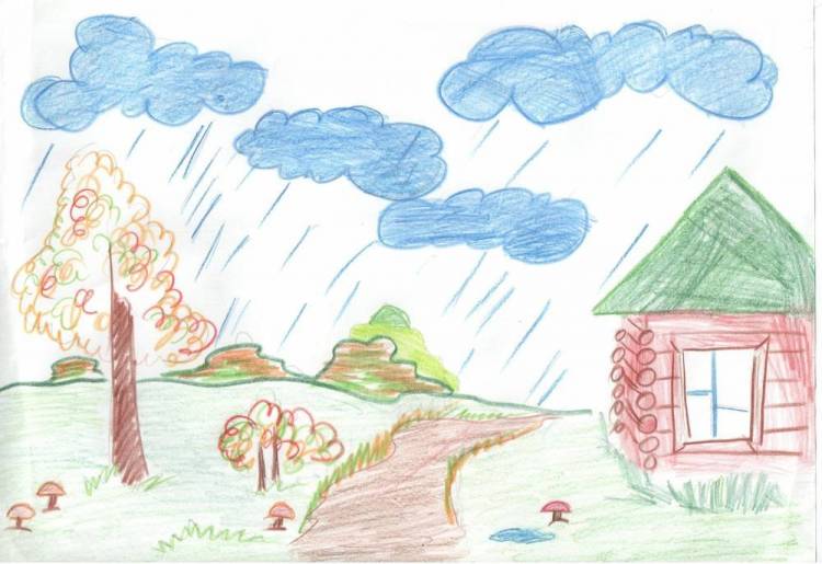 Весенний дождь детский рисунок 