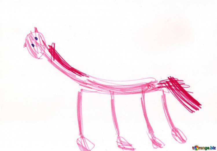 Конь с розовой гривой легкий рисунок