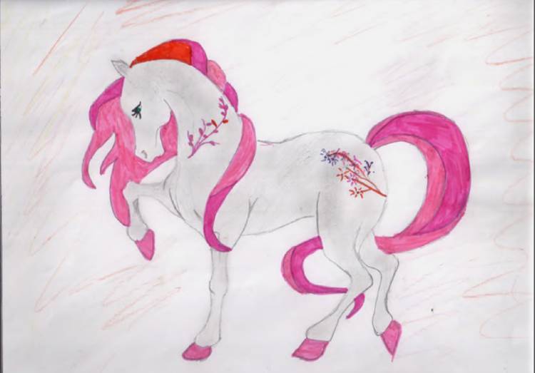Рисунки на тему конь с розовой гривой 