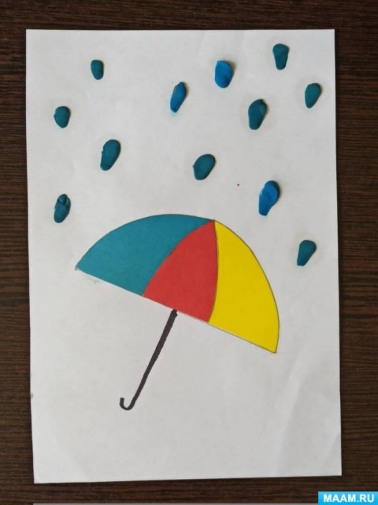 Мастер-класс по аппликации для второй младшей группы «Весенний зонтик под дождем» 