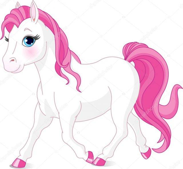 Рисунки карандашом Конь с розовой гривой 