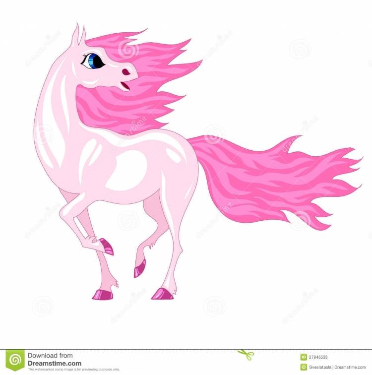 Конь с розовой гривой иллюстрации