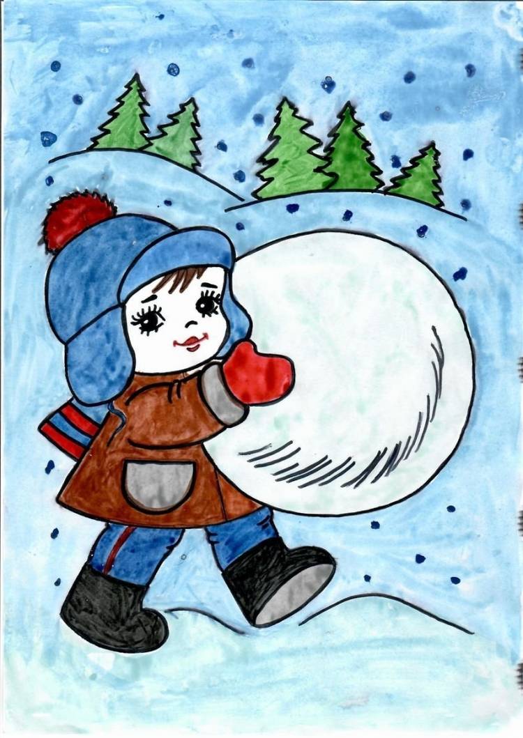 Рисунок зима зимушка карандашом