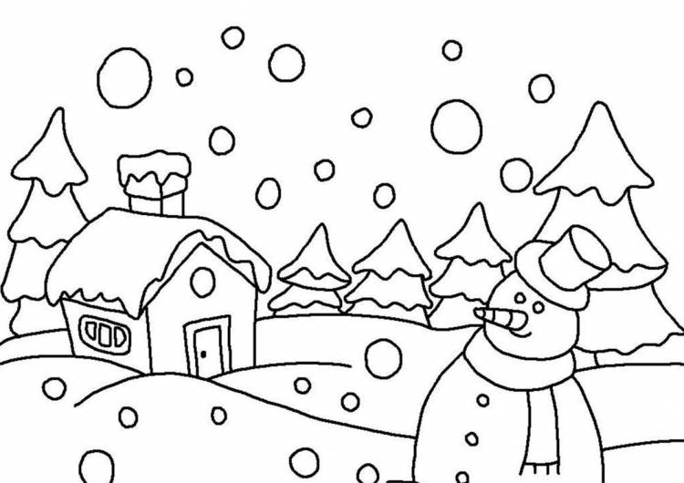 Детские рисунки на тему зима карандашом