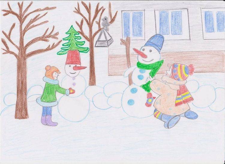 Рисунки на тему Зимушка-зима в детский сад и школу