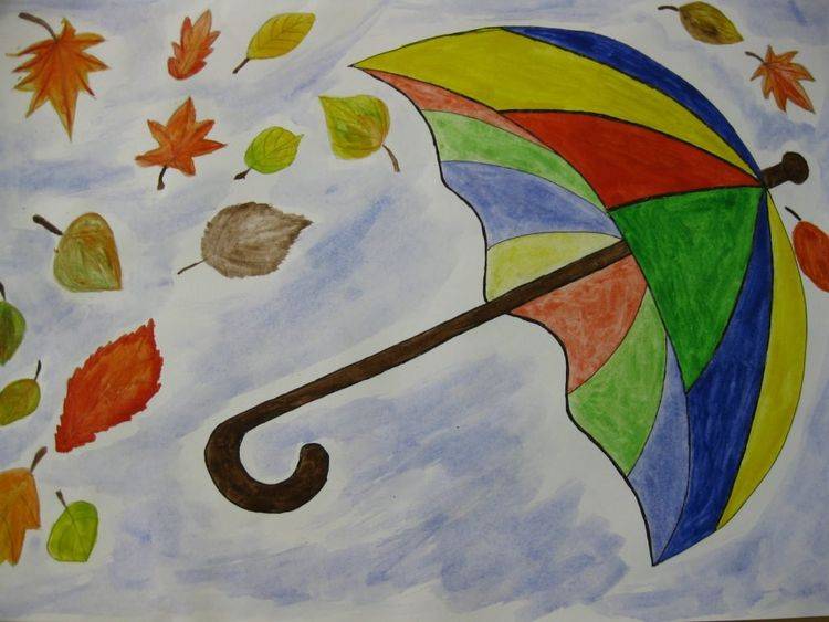 Рисунки осеннего листопада для детей