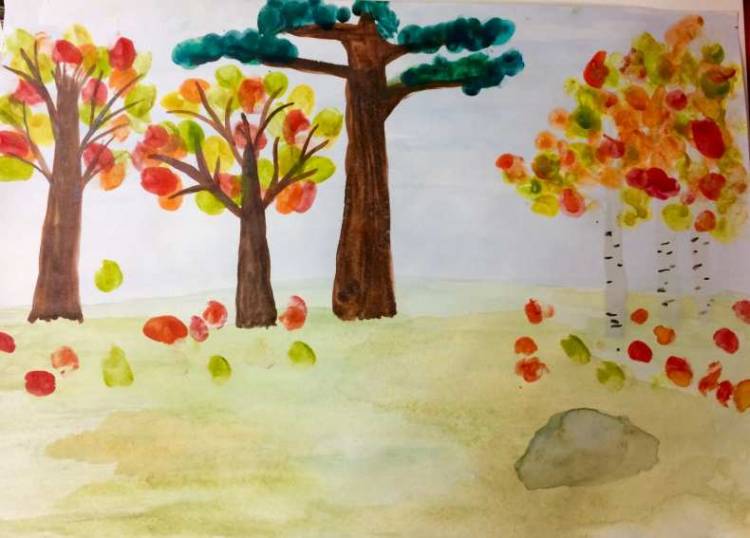 Как нарисовать осень красками и карандашами поэтапно