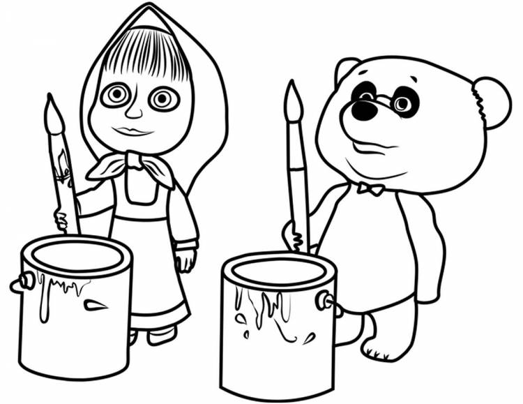 Маша и медведь рисунок цветной