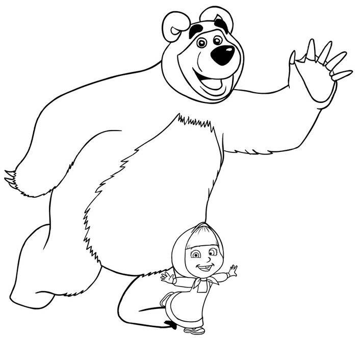 Картинки Маша и Медведь для срисовки карандашом