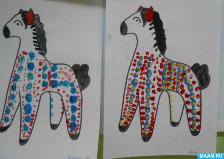 Конспект НОД по рисованию «Дымковская лошадка» в подготовительной группе 