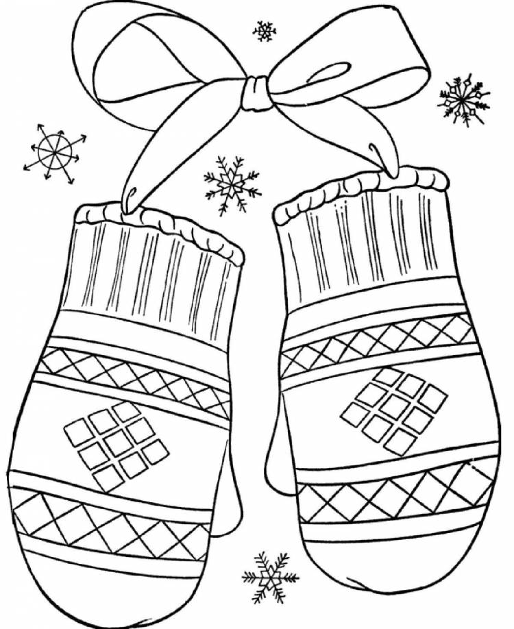 Раскраски Раскраска Новогодние варежки Одежда, Раскраски детские