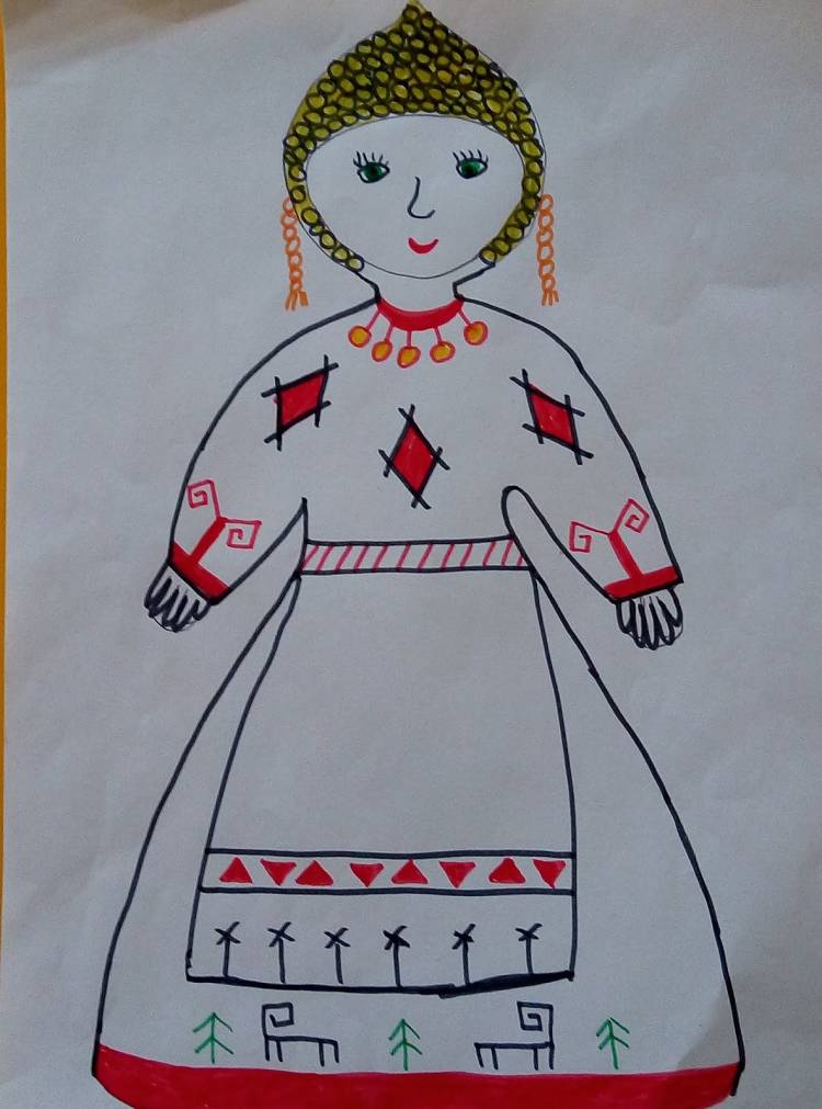 Как нарисовать марийский костюм