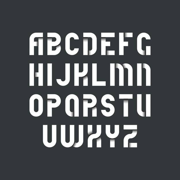 Белый строгий шрифт для темного фона, полужирный латинский шрифт с тенями внутри букв