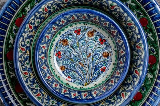 Этническая узбекская керамика с традиционным узбекским орнаментом традиционная узбекская посуда