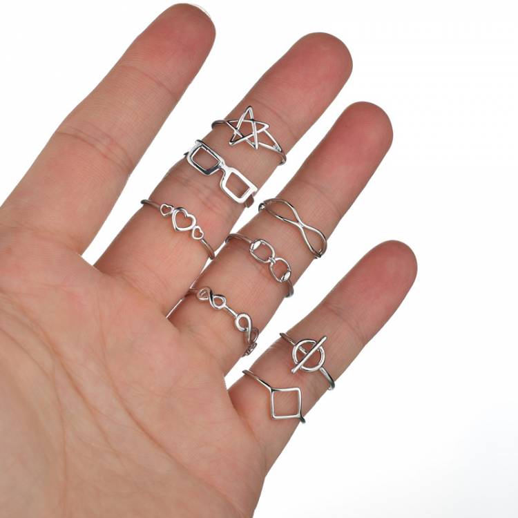 Yungqi Магия классические очки кольцо кольца для пар с геометрическим узором в форме квадрата в форме сердца со знаком бесконечности звезда Открытые Кольца для мужчин и женщин палец Анель