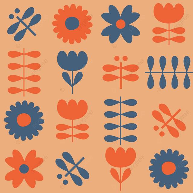геометрический бесшовный узор с цветами тюльпанов и стрекозами PNG , Цветы, хиппи, текстильный PNG картинки и пнг рисунок для бесплатной загрузки