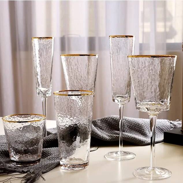 Женский уникальный свадебный набор бокалов с узором молотка бокалы для шампанского хрустальный бокал с треугольным золотым ободком бокалы для вина
