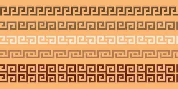 Греческий ключ бесшовный бордюрный набор декоративный древний меандр греция орнамент